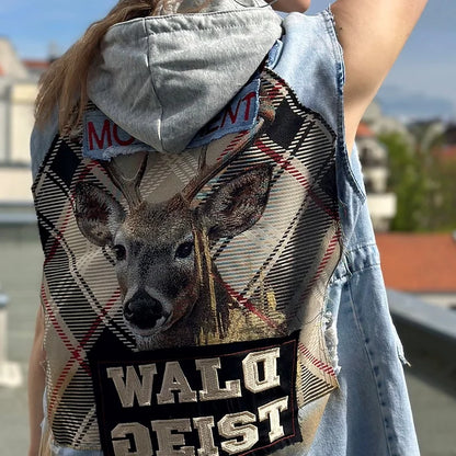 Forest spirit denim vest streetwear