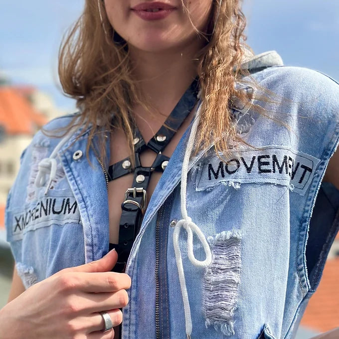Forest spirit denim vest streetwear